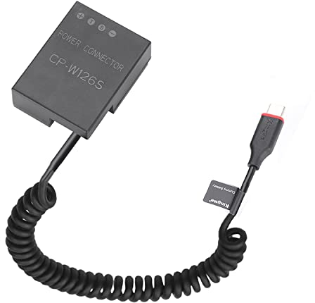 NP-W126S Dummy-Akku Dekodierter mit Typ-C Netzadapterkabel Kompatibel mit Fujifilm X100F/ X-A2/ X-A3/ X-A5/ X-A7/ X-A10/ X-H1/ X-Pro2/ X-T2/ X-T3/ X-T10/ X-T20/ X-T30/ X-T100