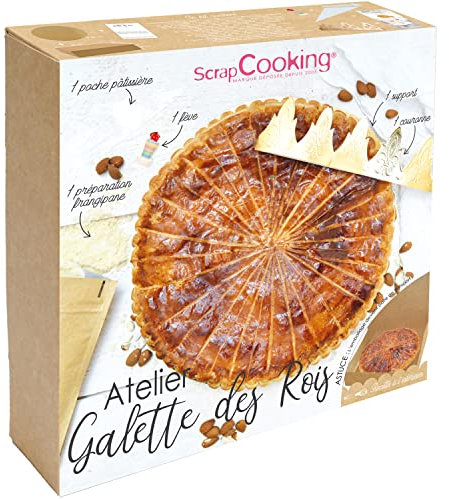 SCRAP COOKING - Coffret Atelier Galette des Rois - Kit Pâtisserie avec Préparation Fangipane, Fève, Couronne, Poche à Douille, Recette - 3799