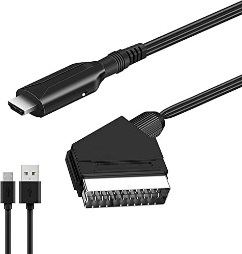XUJAIOLQP Convertisseur Péritel vers HDMI, Convertisseur Audio Vidéo HD, Câble Adaptateur Péritel vers HDMI avec Câble USB pour Moniteur, Ordinateur, Projecteur, PC, TV