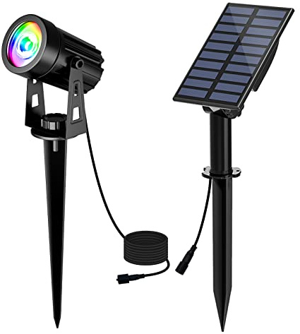 T-SUN Solar Spot Lights Outdoor Garden, Set of 1 1-LED RGB Solar Lights | RGB Solar Lights Outdoor Garden for Pathway Patio Gate Garden Yard Driveway Porch Walkway