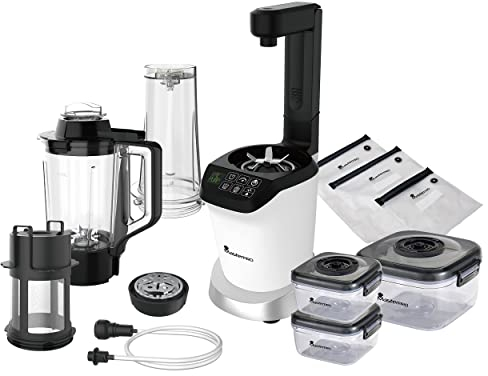 MasterPRO Trio Nutrimix - Kit mixer 3N1 - Game Blender a vuoto - Pannello Deluxe - Motore da 127 V fino a 20.000 giri/min - Pompa a vuoto rimovibile - Sug di riscaldamento a tre