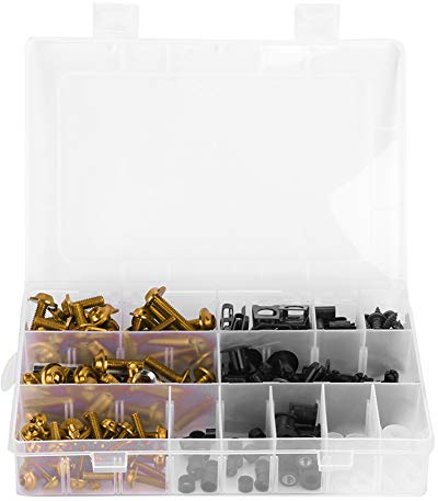 223 Pièces/Kit de Boulons de Carénage de Moto Universel, Fixations de Vis de Pare-brise de Moto M5 M6, Kit Assortiment de Vis Écrous de Rondelles(Or)