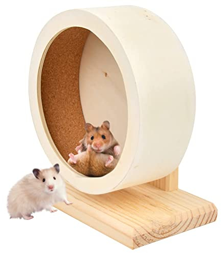 GENCAM Hamsterrad aus Holz, leises Hamster-Übungsrad, rutschfeste Laufscheibe für syrische Hamster, Rennmäuse, Ratten, Mäuse, Zwerge, kleine Chinchilla (21 cm)