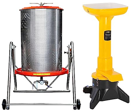 Obstpresse hydraulisch Alu 180 Liter, Saftpresse Hydropresse (180L) mit 3 bar, Weinpresse Apfelpresse zum Pressen von Obst, Wasserdruckpresse inkl. Obstmühle Obsthäcksler 2,2kW