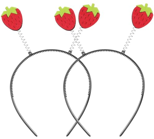 FOMIYES 2st Erdbeer Stirnband Erdbeer-kostümzubehör Erdbeer-haarschmuck Haarschmuck Für Mädchen Party-haar-accessoire Früchte-kopfschmuck Party-haarbänder Stoff Haarpflege Kind Kleidung