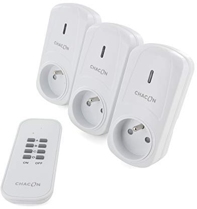 Chacon lot de 5 x set de 3 prises télécommandées intérieures 3680W 30 m et lot de 5 x set de 3 prises télécommandées extérieures 1000W 30 m
