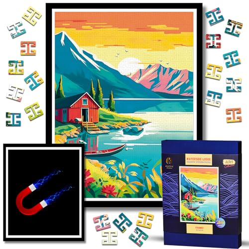 Puzzle en Bois Magnétique avec Cadre Aimanté - Puzzle en Bois pour Adulte - Puzzle Tableau Peinture - Puzzle Mural - Wooden Puzzle - Idée Cadeau Original Noel Anniversaire - Tableau Paysage Nature