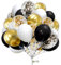 10 Inch Balloons Set Gold Black and White Balloons Metallic Latex Balloons Confetti Balloons for Wedding Birthday Baby Shower Christmas Party Decoration 30 Pack