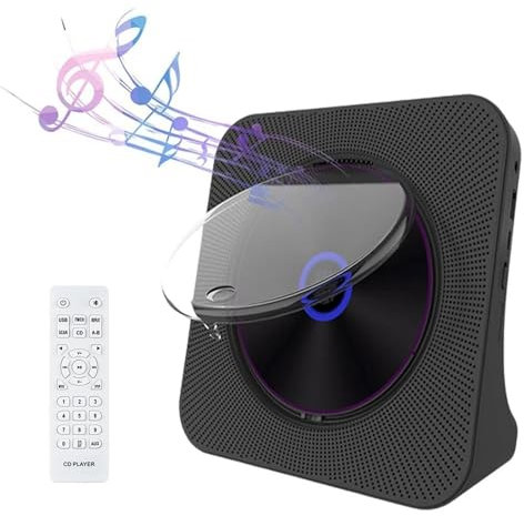 Portable CD Player, Desktop Personal Music MP3 Player Hifi Speaker with Bluetooth FM Radio Remote Controller, Support AUX/USB, Headphone Jack