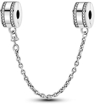Lkwidi Charme Minimalistischer Kreis Sicherheitskette Clip Charms-Anhänger 925 Sterling Silber Charm Bead Pendant für Europäische Armbänder und Halsketten