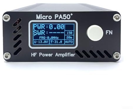 Power-Amplifier, PA50+ (PA50 Plus) Digital Display Intelligent Shortwave HF Power -Amplifier, 50W 3.5-28.5MHz HF Power Low Pass Filter 1.3OLED Screen