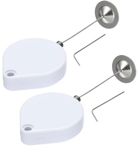 sourcing map Retractable Security Cable Lock,Remote Control Security Lock Round,Remote Control Anti-Lost Rope with Double-Sided Adhesive for TV,DVD,Hardware Cable Lock 2Set White 39.37 Length