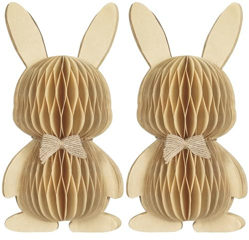KI Store Papier Hase Osterhase Ostern Feier Party Deko Geburtstag Kinder Erwachsene Bunny Osterdeko Babyparty (Wood, 20cm)