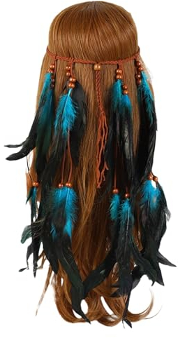 Böhmische Pfau Feder Kopfschmuck Stirnband Flechten Haar Band Stirnband Zubehoer fuer Damen Indianer Kopfschmuck Pfau Kostüm Damen Federschmuck Indianer Federn Mittelalter Kopfschmuck