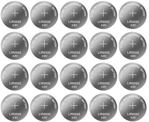 Pack Of 20pcs Rechargeable Button Cell Batteries 3.6V 40mAh LIR2032 LIR 2032 Coin Cells For Remote Devices 3.6V 40mAh LIR2032 LIR 2032 Lithium Rechargeable
