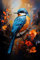 Acryl-Bild 80 x 120 cm: Bild eines blauen Vogels, der auf einem Ast sitzt. Generative KI. (210775869)