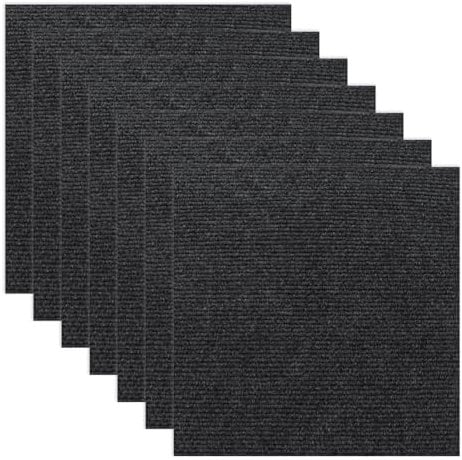 LDXDRU 50 Pack 12 x 12 Inch Self Adhesive Carpet Tile, Peel and Stick Vinyl Flooring Tiles, Dark Grey Sticky Floor Tiles for Office Living Room Bedroom