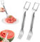 SagTuol Coupe Pastèque 2 PCS, 2 en 1 Coupe Melon en acier inoxydable Fourchette à Fruits, Outil de Coupe de Fourche de melon d'eau, idéal pour une utilisation à la maison ou en camping
