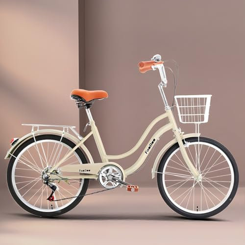 Damenfahrrad Retro Vintage Holland Citybike, 20 22 24 Zoll, 6 Gang, Tiefeinstieger, Leichtes Stadtfahrrad,Einstellbar,Vordere Und Hintere Bremsen