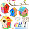 UZSUZZ 4 Pack DIY Bird House Kit, Bird House Crafts for Kids, Mini, DIY Birdhouse Kit for Kids to Build and Paint Birdhouse, Wooden Birdhouse Kits for Kids, Crafts Gifts for Girls and Boys
