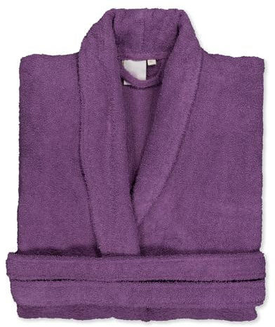 BOSKIMO - Albornoz Unisex - Albornoz de Ducha para Hombre o Mujer - 100% Algodón - Rizo - Disponible con Capucha (FR/ES, Letras, L, Regular, Regular, Lila, Sin Capucha)