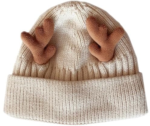 LIFKOME 1stück Wollmütze Mit Rentiergeweih-Design Strickmütze Für Weihnachten Warme Wintermütze Für Kopfumfang Tragbar Und Modisch Perfektes Für Kalte Jahreszeit