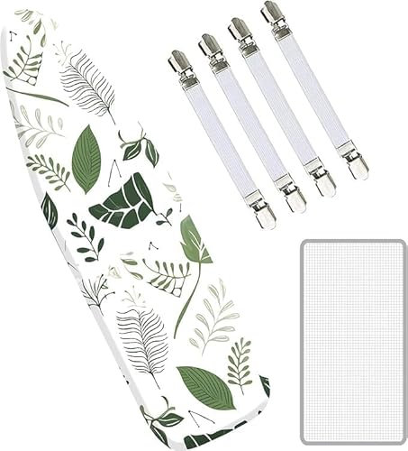 EcoNour Ironing Board Covers 125 x 45 cm Extra Thick 7mm Padding, 100% Cotton Top Covers Easy-Fit for Protecting Ironing Board Cover Complete Set with 4 Strings and Scorch Resistant Padding - Large