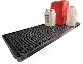 110 x 55cm Bunded Drip Tray with Removable Grid | 25-Litre Spill Containment Tray for Small Drums, Cans, and Containers – Durable Recycled Polypropylene for Garages, Workshops, and COSHH Compliance