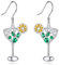 Cocktail Ohrringe 925 Sterling Silber Margarita Hänge Ohrringe Hängende Martini-Weinglas-Ohrringe Grüner Cubic Zirkonia Margarita-Schmuck Geschenke für Damen Frauen Weiblich.