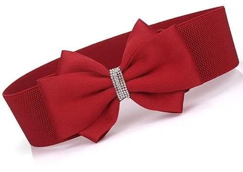 Svnqney Damen Bowknot breiter Gürtel Elastische Vintage große Schleife Gürtel Taillengürtel Adorable Dress Accessory