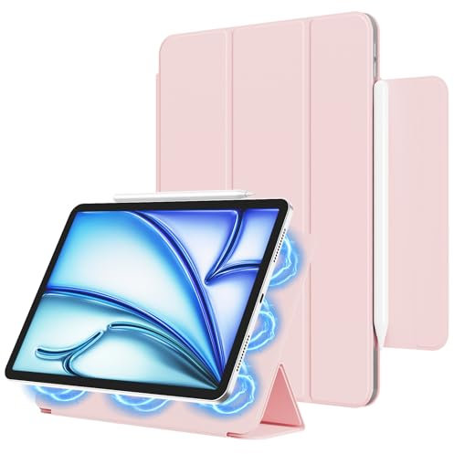 KVTVOU Case for iPad Air 11 Inch 2025/2024 (M3/M2, 7th/6th Gen), for iPad Air 5th/4th Generation 10.9 Inch 2022/2020, Strong Magnetic Attachment, Thin & Lightweight Trifold Stand Cover, Pink