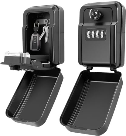 Carehabi Boite a Clef Sécurisée Extérieur, Étanche et Robuste, Boite à Clé a Code pour Maison Usine Garage École Interieur (Noir)