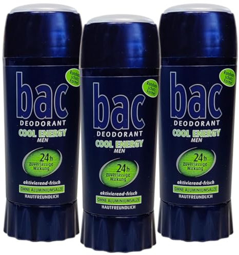 3 er Set BAC Energy for Men Deostick Deoroller Roll On 3 x 40 ml