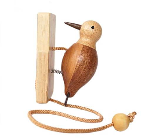 Moreeulsi Kreative -Türklingel, Vogel-Türklopfer, handgefertigte Holztürklingel, Specht-Türklingel, kreativer Haustürklopfer, interessante Türklingel-Dekoration, 9 x 6 cm