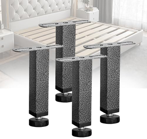 pingping1991 Pieds de Lit,4 Pcs Pied Central Sommier à Lattes Ajustables Pied de Meuble Universel pour Lit Canapé Armoire sans Perçage Pieds T-Forme en Métal