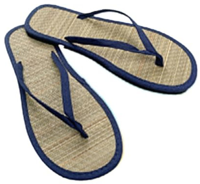 YXINAER Zapatillas De Paja For Mujer, Chanclas Planas con Correa, Tejido De Ratán Y Hierba, Cómodas Zapatillas De Casa For Verano Zapatillas Tejidas de Paja(Dark Blue,38)