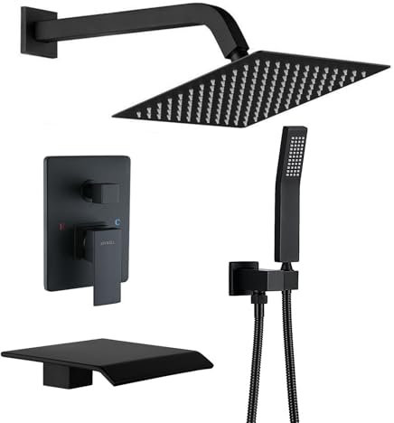 Grifo Monomando Ducha Empotrado para Baño 3 Modos Kit de Ducha Empotrable Kit Ducha Lluvia,negro