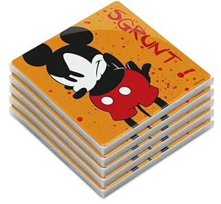 Egan Set di 5 sottobicchieri della collezione MICKEY I AM & MINNIE I AM - Sottobicchieri in ceramica smaltata per protezione della tavola - Accessori da cucina e decorazioni per la casa - Lavare solo