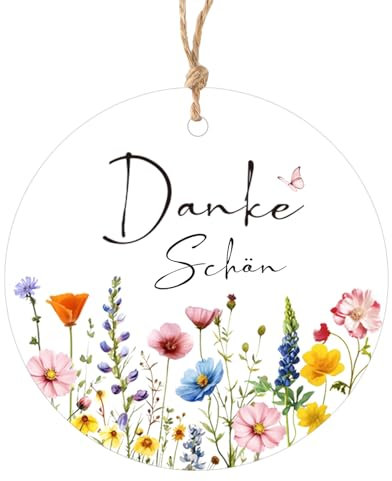 jijAcraft DANKE SCHÖN Geschenkanhänger Runden: 5.5cm Weiß Papieranhänger Hochzeit 50 Stück Kraftpapier Anhänger Kommunion Papier Etiketten Tags mit Juteschnur für Geburtstag, Weihnachten