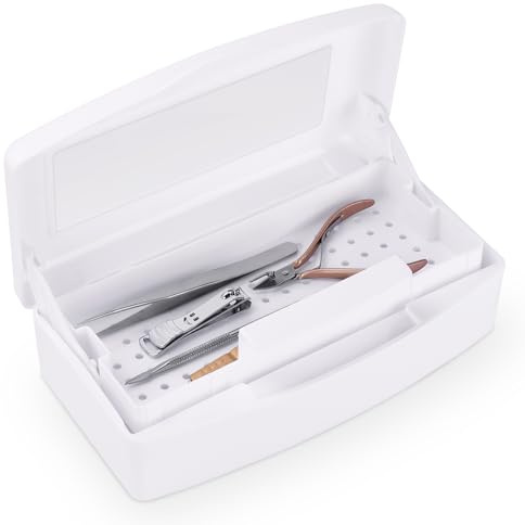 ATOMUS Nail Tool Sterilizer Box, Plastic Sterilization Tray Storage Organizer for Tweezers, Eyelash Extensions, Nail Implement Tools