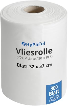 Hypafol Putztuchrolle Weiß 32 cm | 300 Blatt | Viskose-Polyester | Vielseitig, fusselfrei & wiederverwendbar | Profi Reinigungstuchrolle (Vliestuchrolle Weiß)