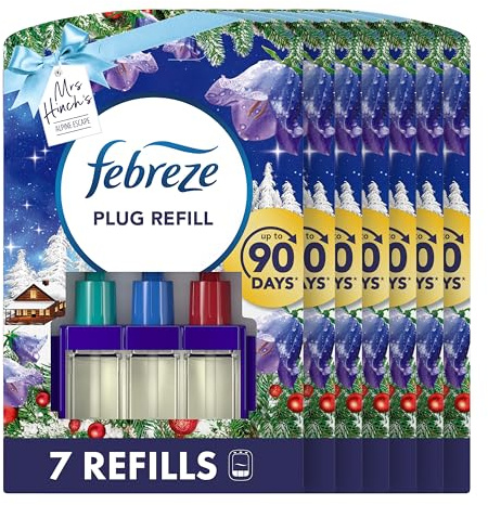 Febreze 3Volution Air Freshener Plug In Refill Alpine Escape, 7x20ML, 3 Alternating Scents To Fight Odours