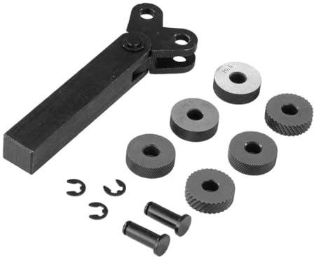 Gettimore Netzförmige Rändelscheiben, 0,5/1,0/2,0 mm, HSS-Stahl für Drehmaschinen-Werkzeughalter, 6-teiliges Prägerad-Set mit 1 Halter