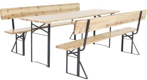 habitat et jardin Gartenmöbel-Set Lisbonne aus Holz mit Rückenlehne – 220 cm – Braun