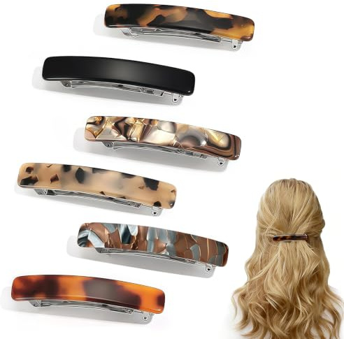Aucuu 6 Stück Haarspangen Damen, Französische Haarspangen Automatische, Klein French Hair Clip, Vintage Haarspangen Klein, Hair Barrettes Women, French Barrette Clip für Feines Dünnes Haar