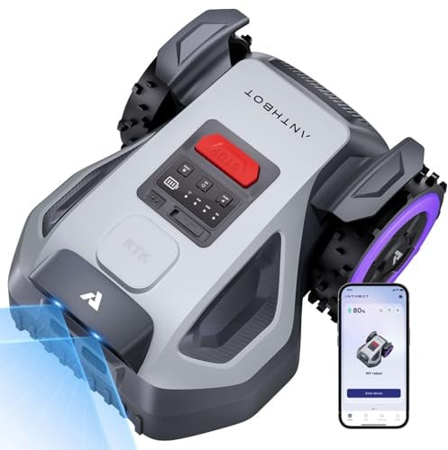ANTHBOT M9 Mähroboter ohne Begrenzungskabel, Neuer Genie mit NRTK-Navigation & Dual-Kamera, 1000 m², Schnitthöhe per App, Automatische Kartierung, KI-Hindernisvermeidung, Rasenroboter mit 45% Steigung