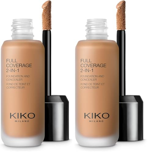 KIKO Milano Full Coverage 2 In 1 Foundation & Concealer Wb105, 2-In-1-Foundation Mit Concealer, Hohe Deckkraft (Packung mit 2)