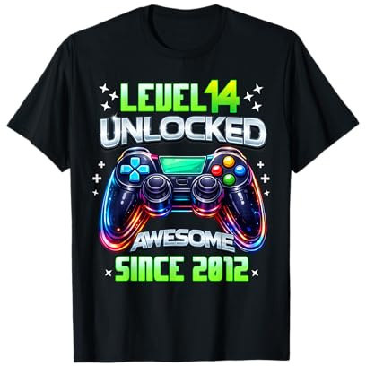 Level 14 Unlocked Awesome Since 2012 14th Birthday Gaming T-Shirt