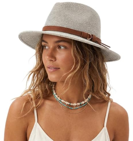 FREEBIRD99 Unisex Wide Brim Straw Panama Fedora Hat Summer Beach Sun Hat for Men Women