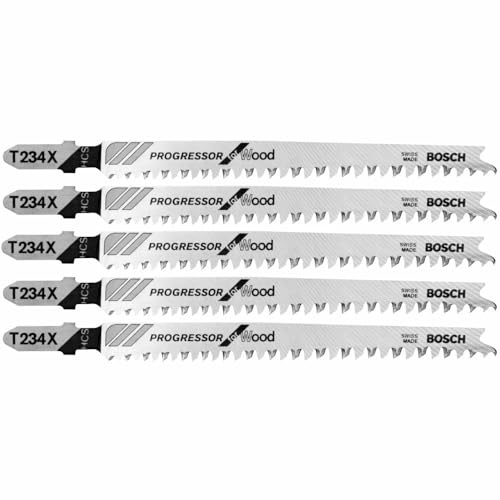 Bosch T234X 5 pc. 4-1/2 in. 8-12 TPI Progressor for Wood T-Shank Jig Saw Blades